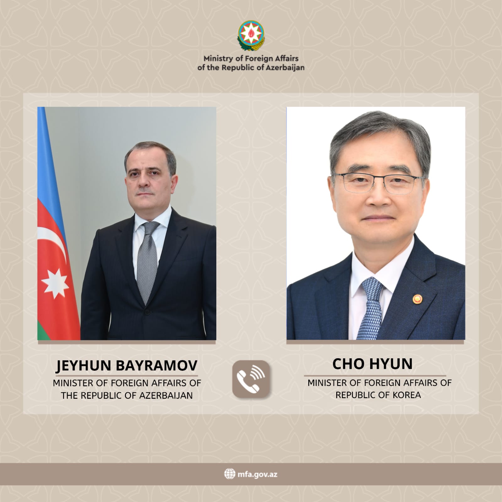 Azerbaijan’s Foreign Minister Jeyhun Bayramov held a phone call with his Korean counterpart Cho Hyun Xeber basligi